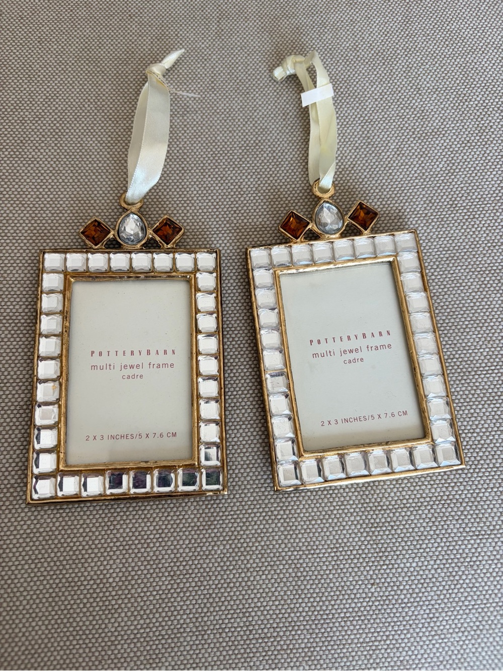 Pottery Barn Gold and White Jewel Hanging Frames - Set of 2 Small photo frames